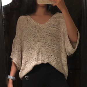 Beige and cream knit poncho